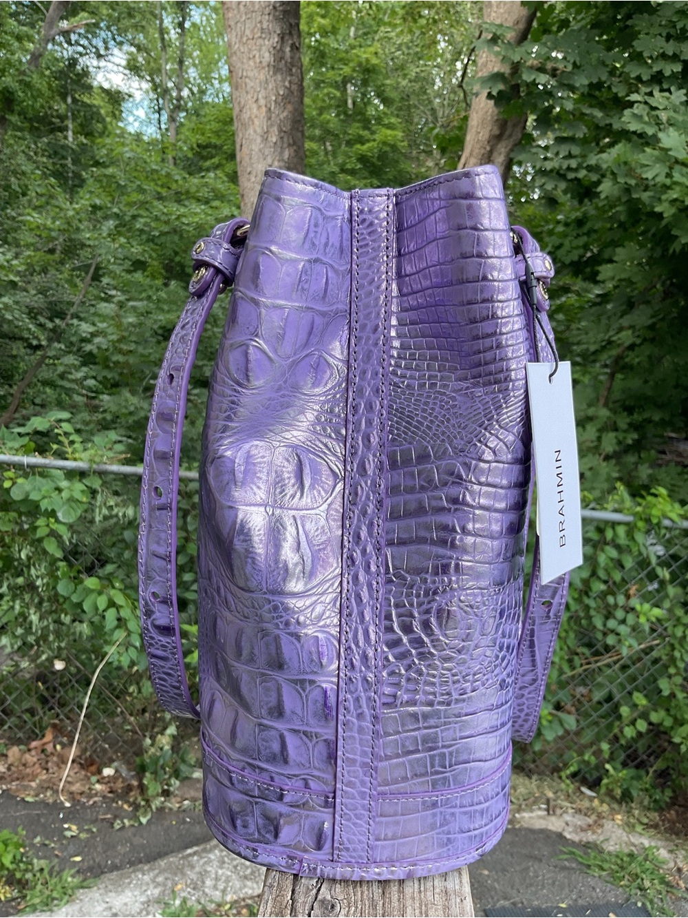 Brahmin Fiora SAMPLE Sheer Lavender Genuine Leather Shoulder Bag NWT - Picture 6 of 17